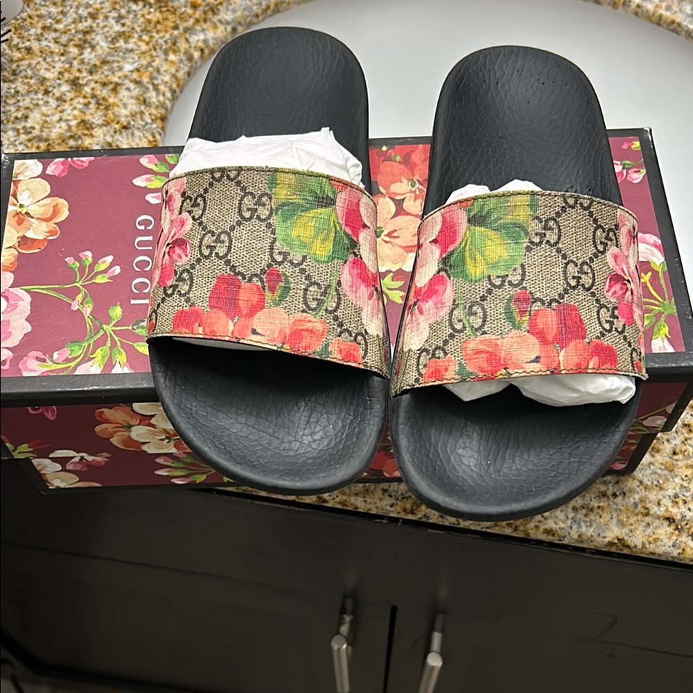 Gucci Floral Slide Sandals